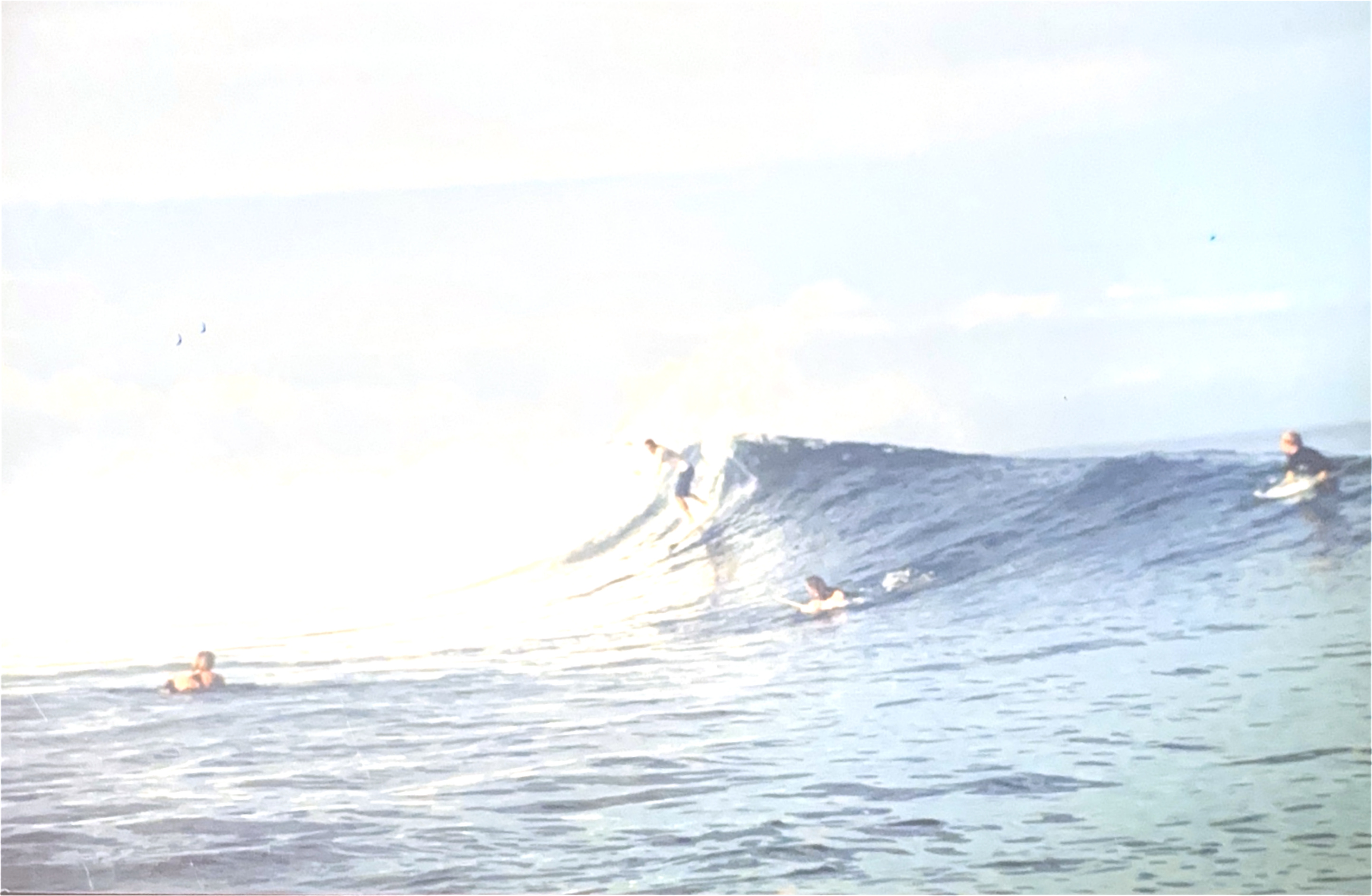 Surfing a large Pacific wave